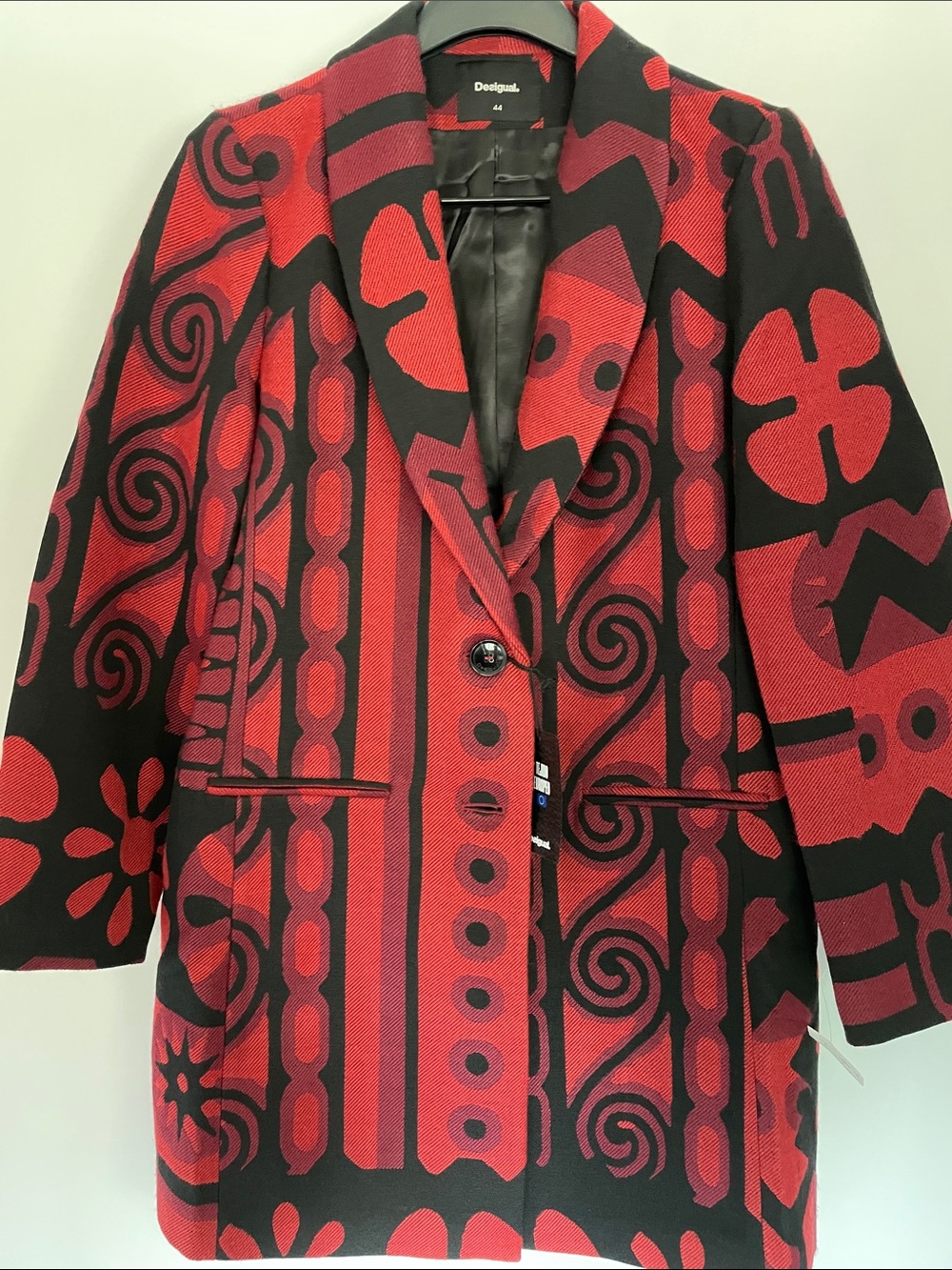 Desigual Red and Black Salvador Dali Patterned Trench Coat EU 44